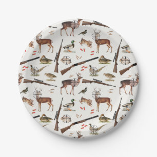 Hunting Wildlife Outdoorsman Pattern Paper Plate
