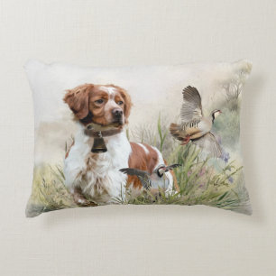 Hunting with a Brittany dog, Art Decorative Cushion