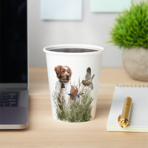Hunting with a Brittany dog, Art Paper Cups