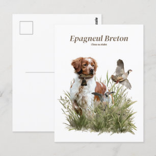 Hunting with a Brittany dog, Art  Postcard