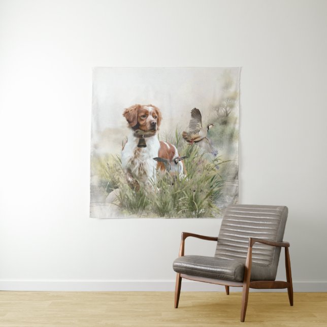Hunting with a Brittany dog, Art  Tapestry (In Situ)