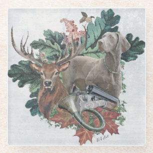 Hunting with a Weimaraner, "Grey Ghost"     Glass Coaster