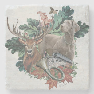Hunting with a Weimaraner, "Grey Ghost" Stone Coaster