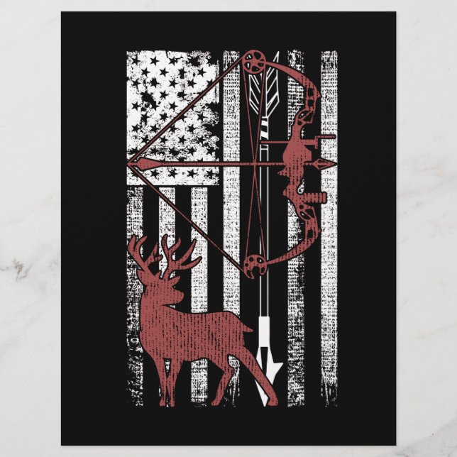 Hunting with American Flag Bow Hunting Custom Letterhead (Front)