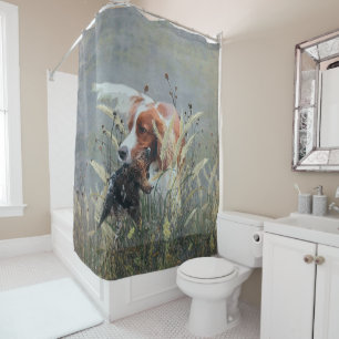 Hunting with Epagneul Breton Shower Curtain