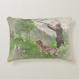 Hunting with German Wirehaired Pointer Tapestry P Decorative Cushion