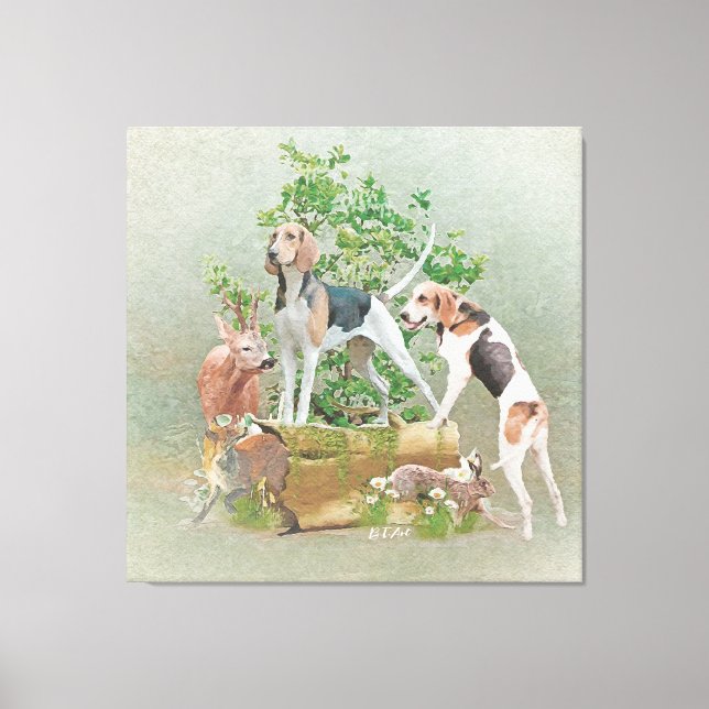Hunting with hounds  canvas print (Front)