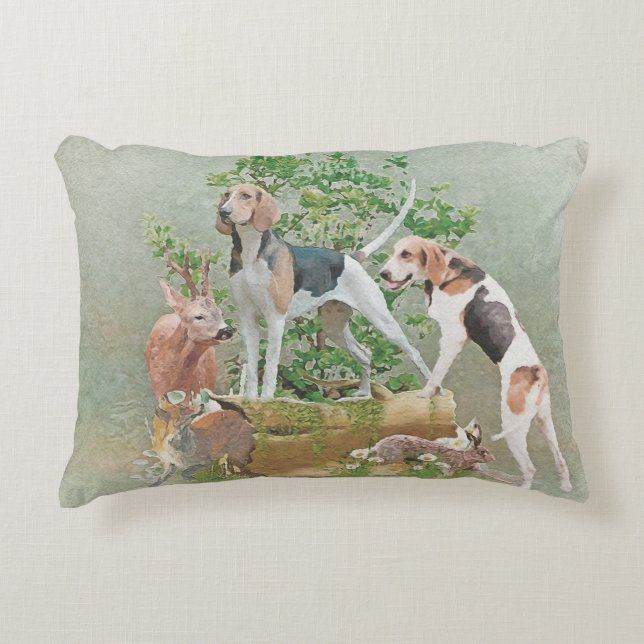 Hunting with hounds    decorative cushion (Front)