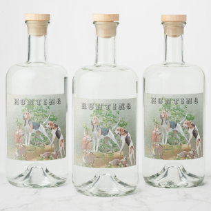 Hunting with hounds     liquor bottle label