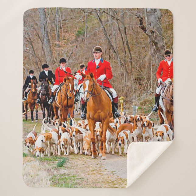 Hunting with hounds    sherpa blanket (Front)