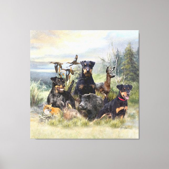 Hunting with Jagdterriers , Art  Canvas Print (Front)