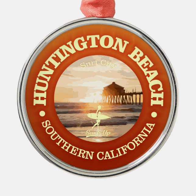 Huntington Beach (C) Metal Tree Decoration (Front)
