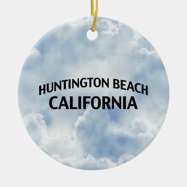 Huntington Beach California Ceramic Tree Decoration (Front)