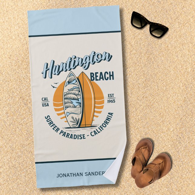 Huntington Beach California Funny California Beach Beach Towel (Creator Uploaded)