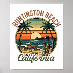 Huntington Beach California Los Angeles Surfer Vin Poster