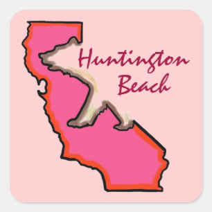 Huntington Beach California pink state stickers