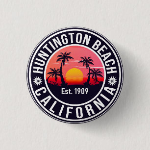 Huntington Beach California Retro Sunset Souvenirs 3 Cm Round Badge