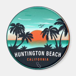 Huntington Beach California Retro Sunset Souvenirs Magnet
