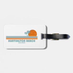 Huntington Beach California Sun Palm Trees Luggage Tag