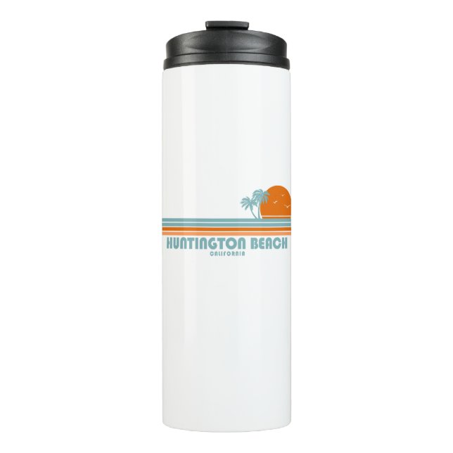 Huntington Beach California Sun Palm Trees Thermal Tumbler (Front)