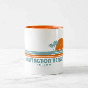 Huntington Beach California Sun Palm Trees Two-Tone Coffee Mug