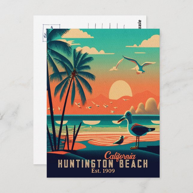 Huntington Beach California Sunset Souvenirs 1950s Postcard (Front/Back)