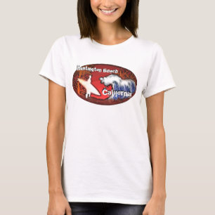 Huntington Beach California surfer wave art tee