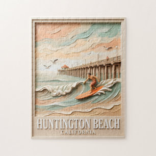 Huntington Beach California Texture Surfer Surfing Jigsaw Puzzle