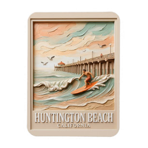 Huntington Beach California Texture Surfer Surfing Magnet