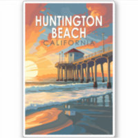 Huntington Beach California Travel Art Vintage