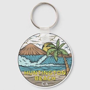 Huntington Beach California Vintage Key Ring