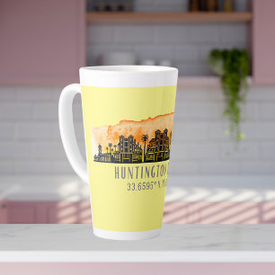 Huntington Beach City Silhouette Latte Mug