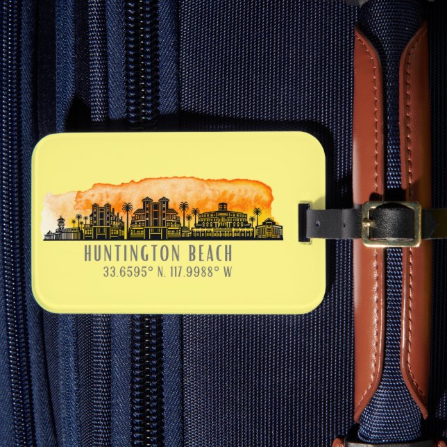 Huntington Beach City Silhouette  Luggage Tag (Front Insitu 4)