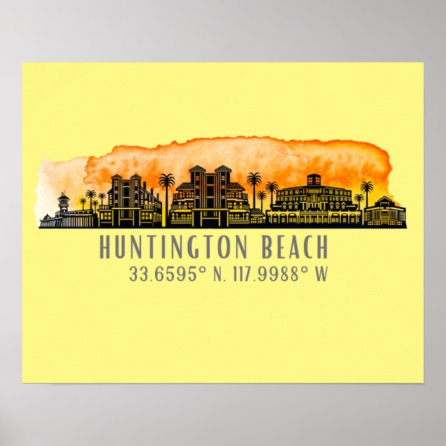 Huntington Beach City Silhouette Poster (Front)