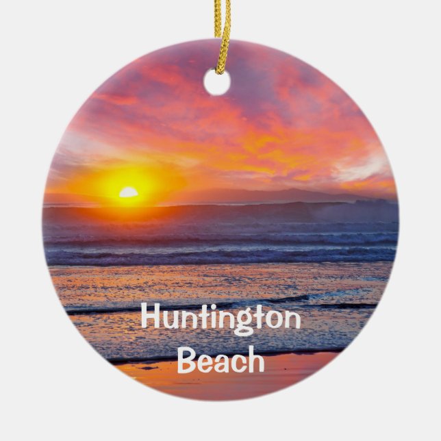 Huntington Beach Holiday Ornament (Front)