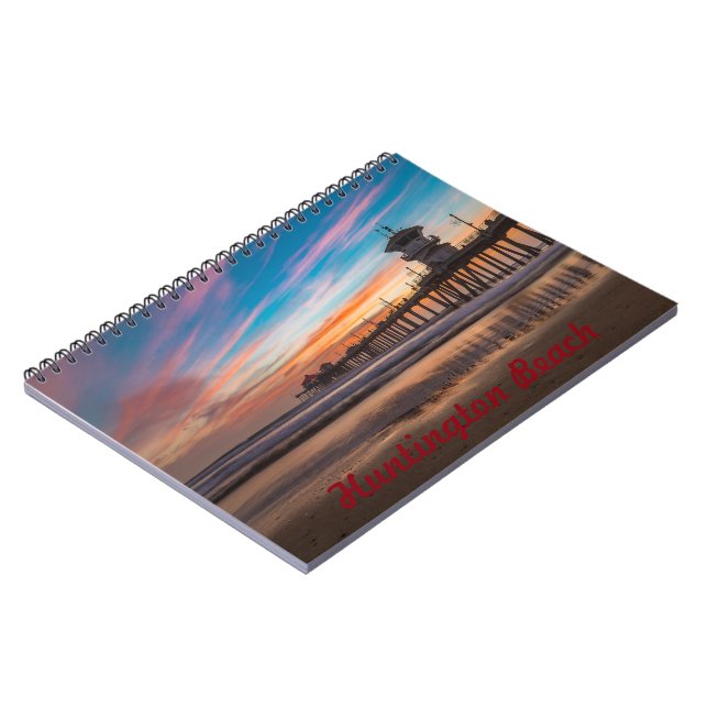 Huntington Beach Pier at sunset Notebook (Left Side)