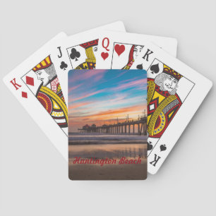 Huntington Beach Pier at sunset Playing Cards