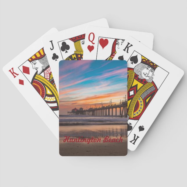 Huntington Beach Pier at sunset Playing Cards (Back)