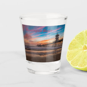 Huntington Beach Pier at sunset Shot Glass