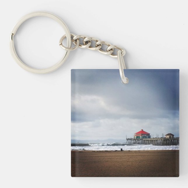 Huntington Beach Pier, California Key Ring (Front)