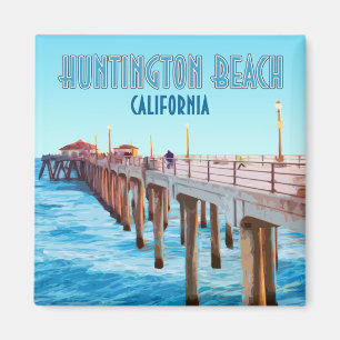 Huntington Beach Pier California Vintage Magnet