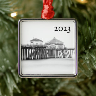 Huntington Beach Pier Metal Tree Decoration