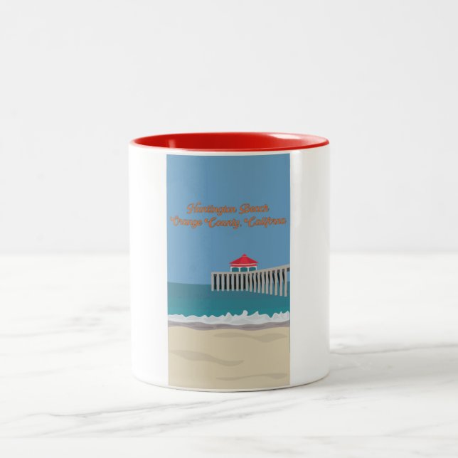 Huntington Beach Pier Two-Tone Coffee Mug (Center)
