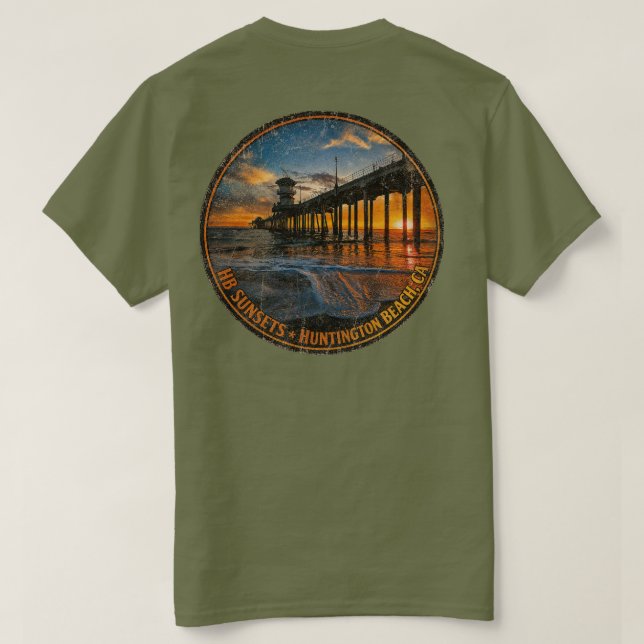 Huntington Beach Sunset  T-Shirt (Design Back)