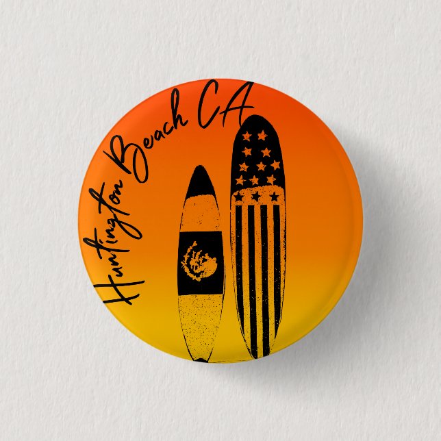 Huntington Beach Surfboards and Sunsets 3 Cm Round Badge (Front)