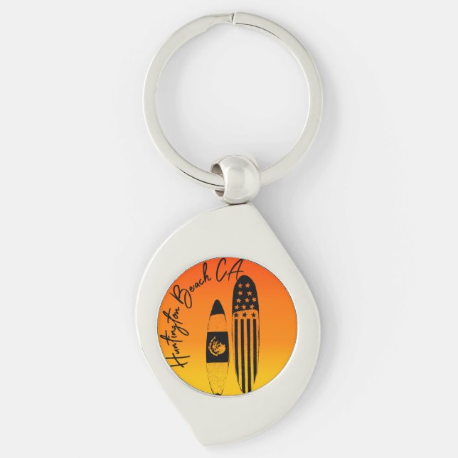 Huntington Beach Surfboards and Sunsets Key Ring (Front)
