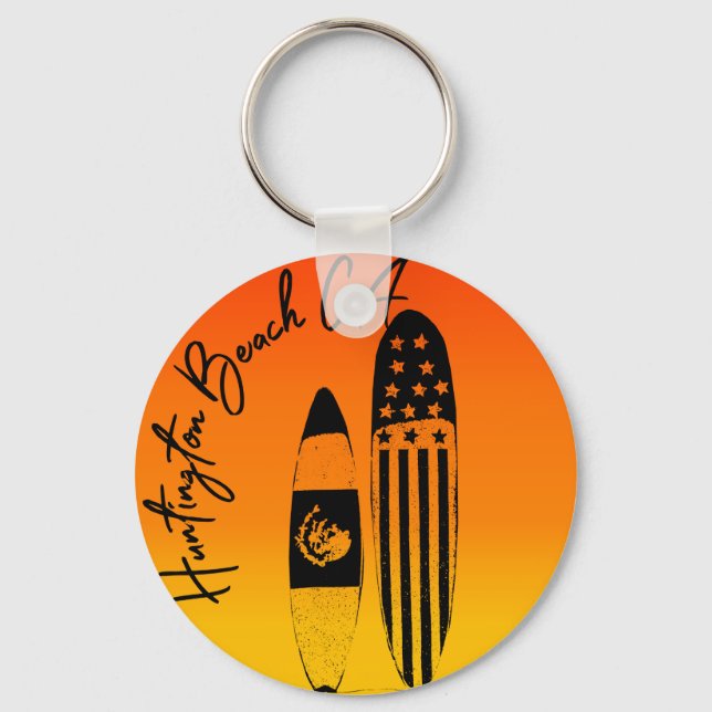 Huntington Beach Surfboards and Sunsets Key Ring (Front)