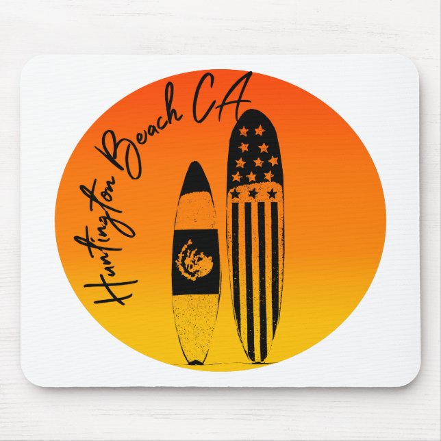 Huntington Beach Surfboards and Sunsets Mouse Pad (Front)