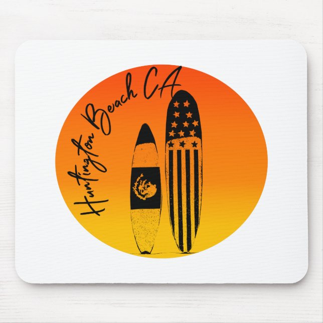 Huntington Beach Surfboards and Sunsets Mouse Pad (Front)