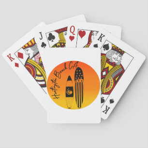 Huntington Beach Surfboards and Sunsets Playing Cards